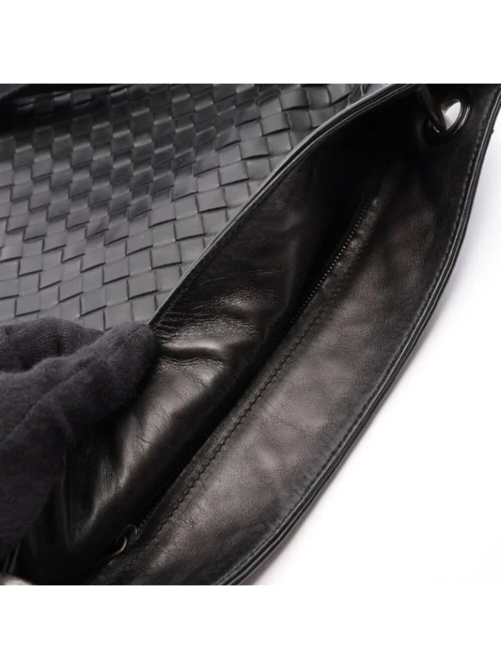 Bottega Veneta Shoulder Bag Intrecciato Black Leather
